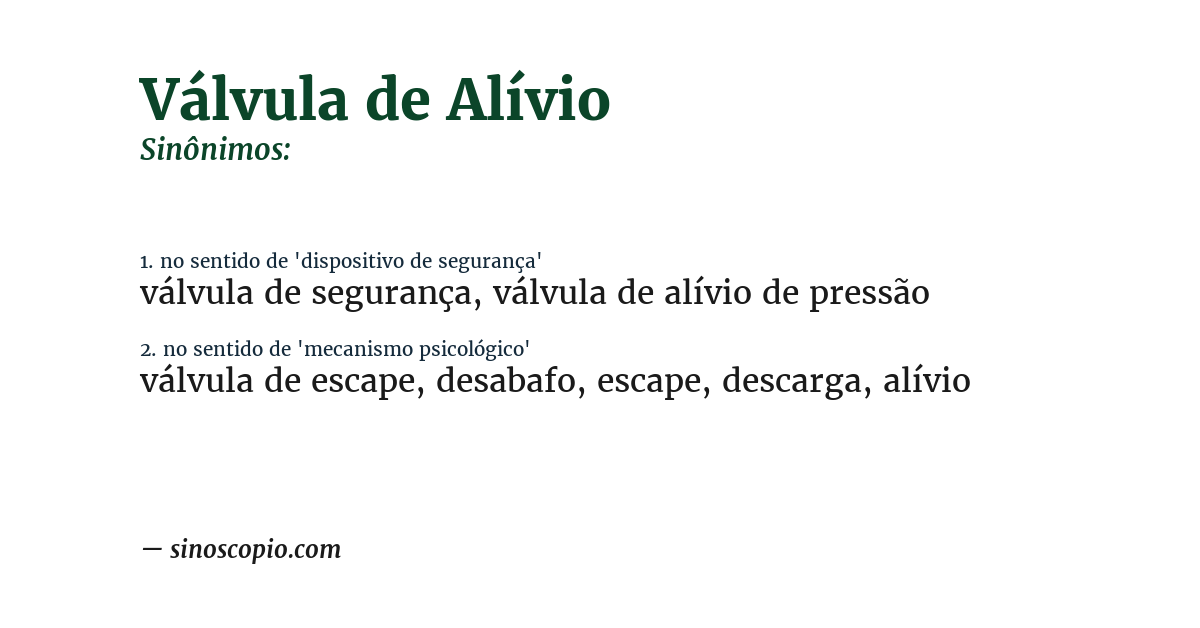 Sinônimo de válvula de alívio
