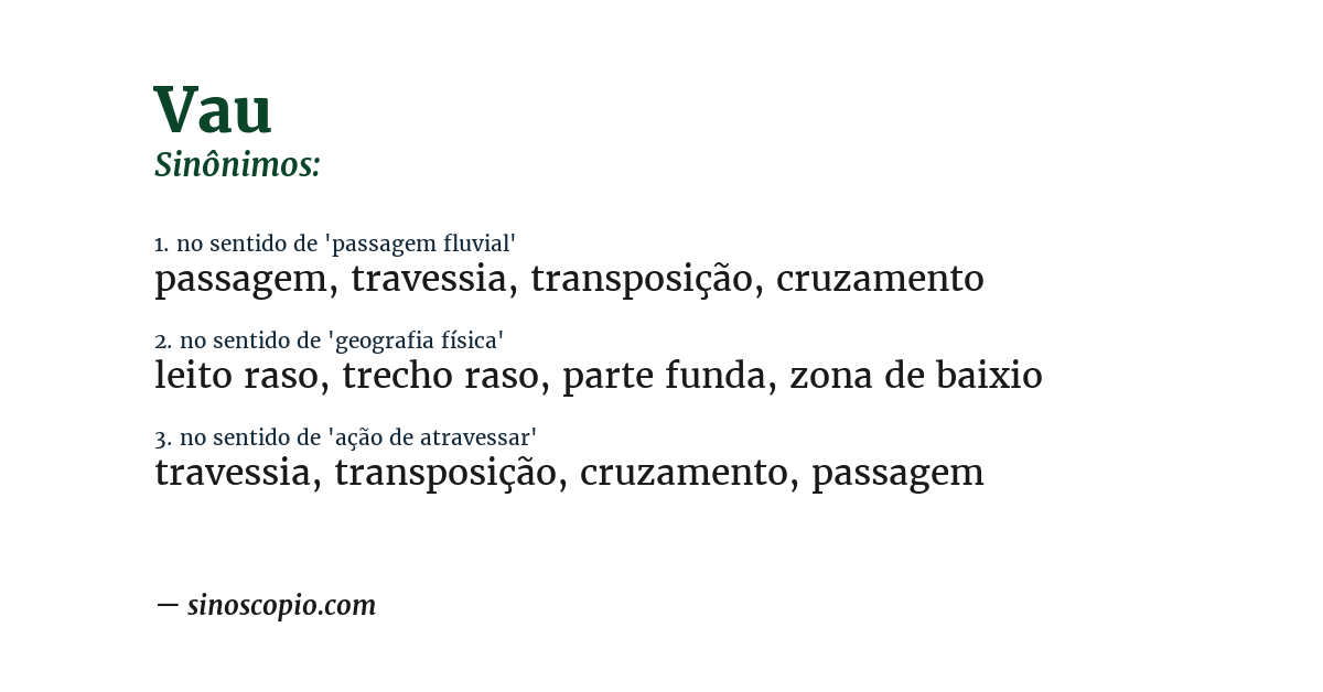 Sinônimo de vau
