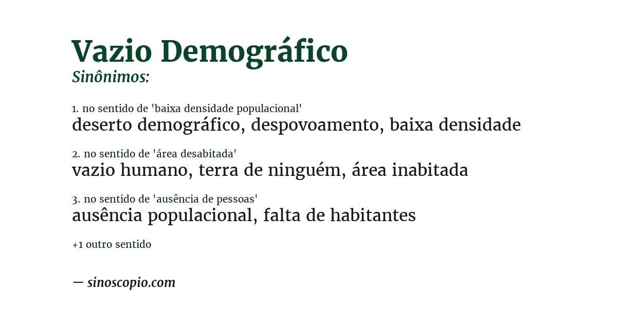 Sinônimo de vazio demográfico