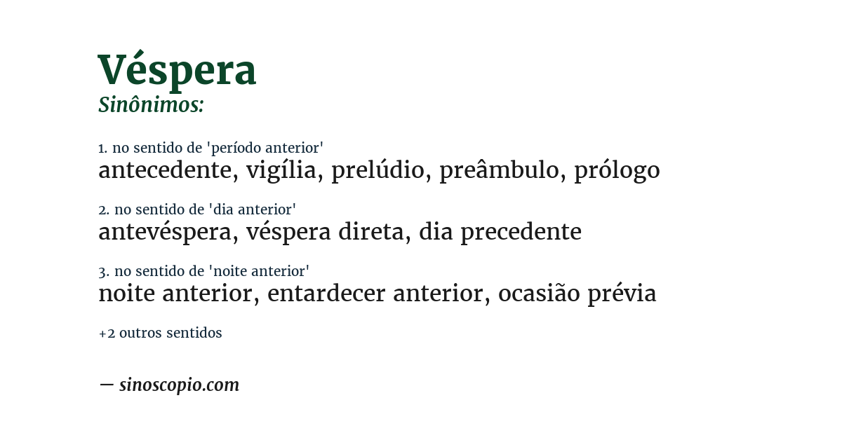 Sinônimo de véspera