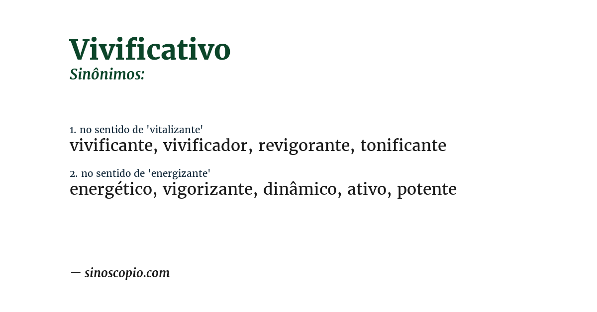 Sinônimo de vivificativo
