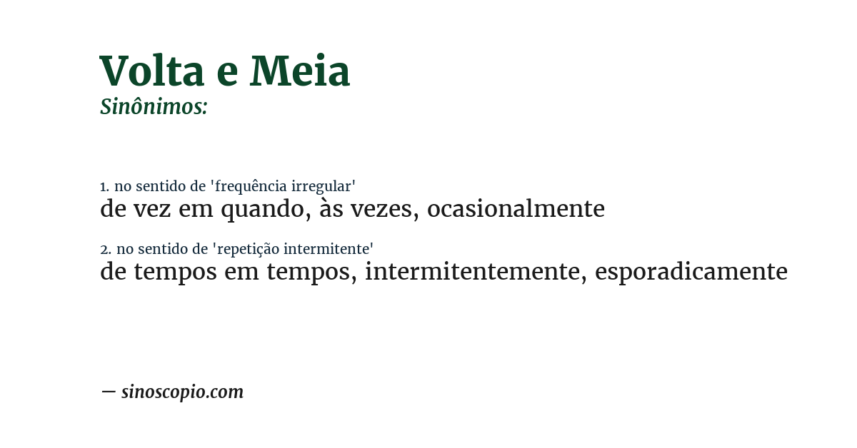 Sinônimo de volta e meia