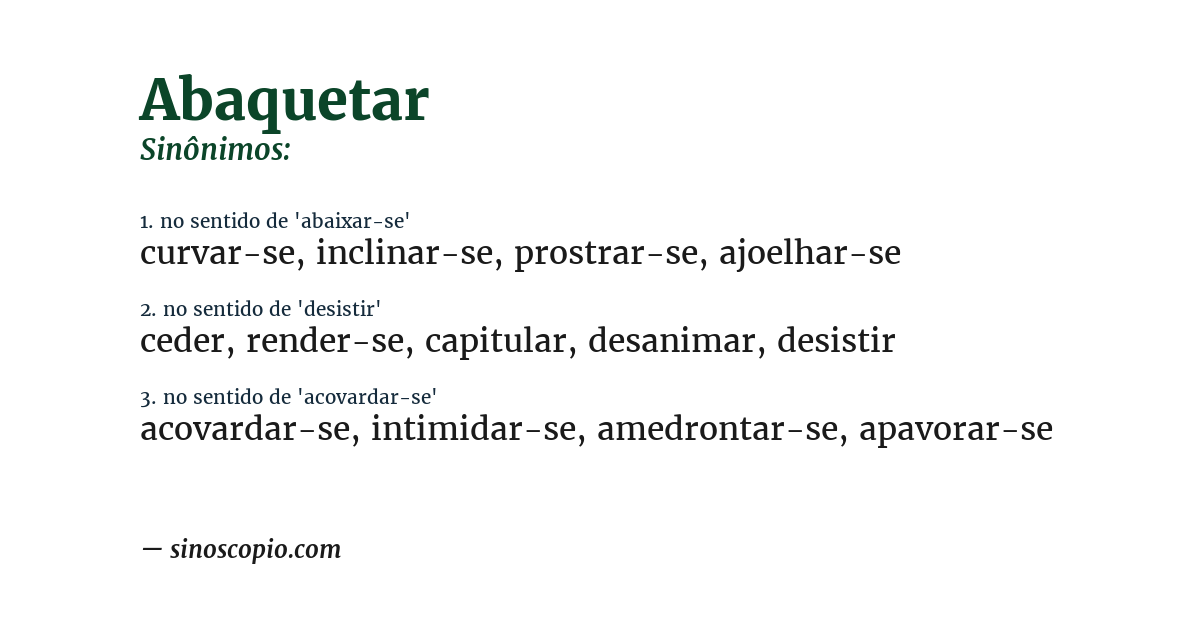 Sinônimo de abaquetar