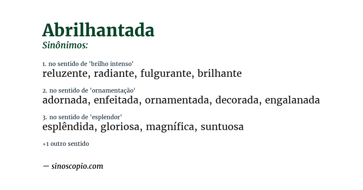 Sinônimo de abrilhantada