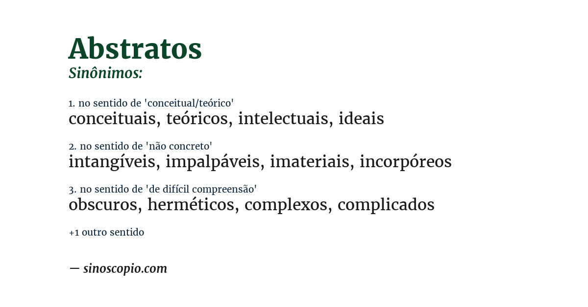 Sinônimo de abstratos