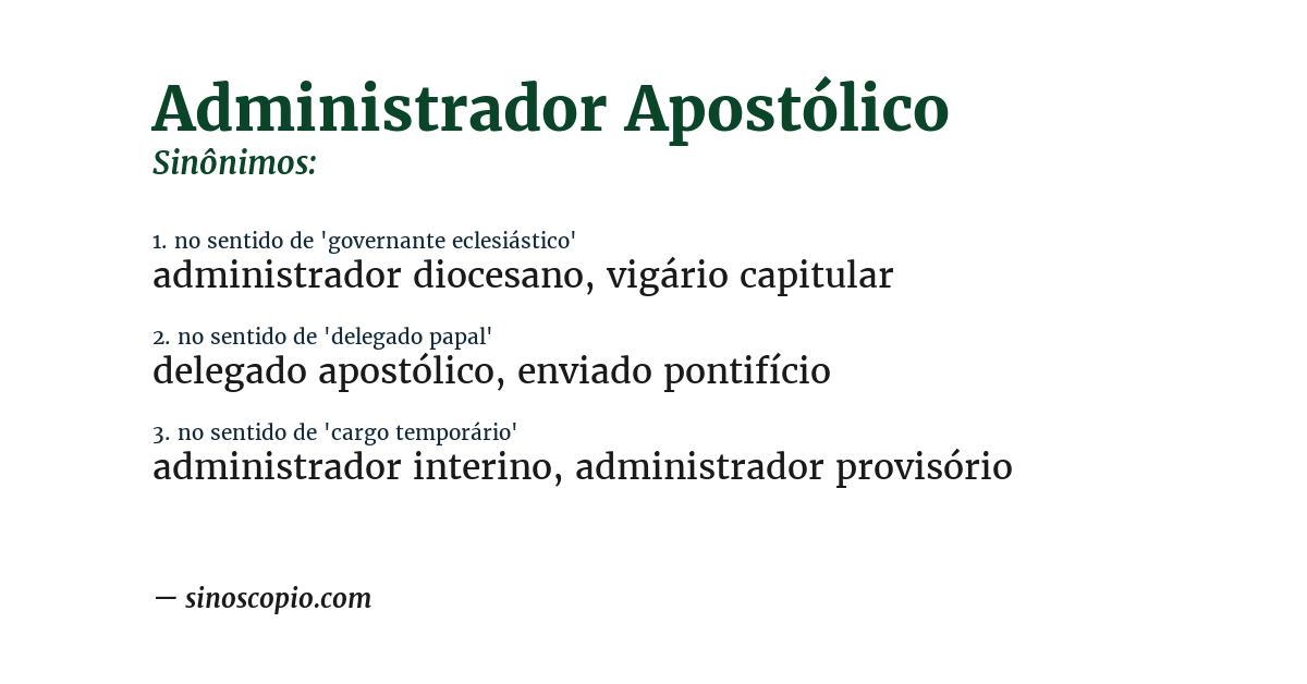 Sinônimo de administrador apostólico