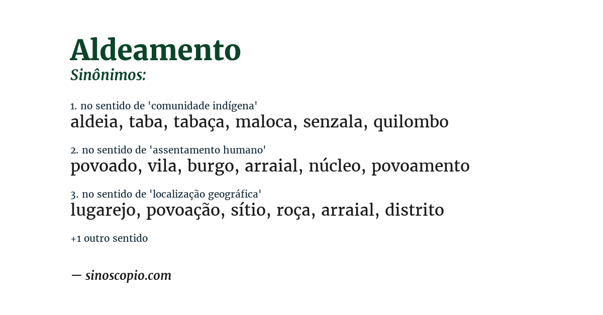 Sinônimo de aldeamento