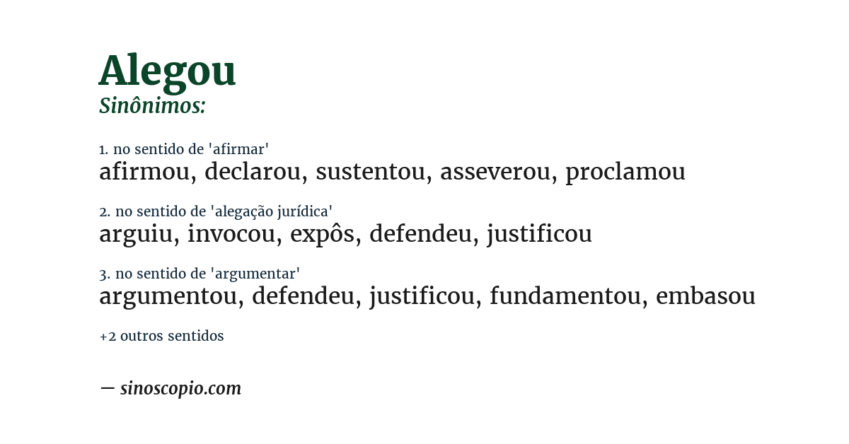 Sinônimo de alegou
