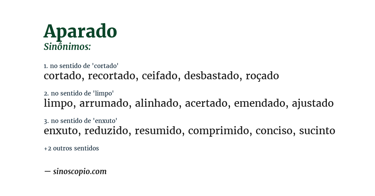 Sinônimo de aparado