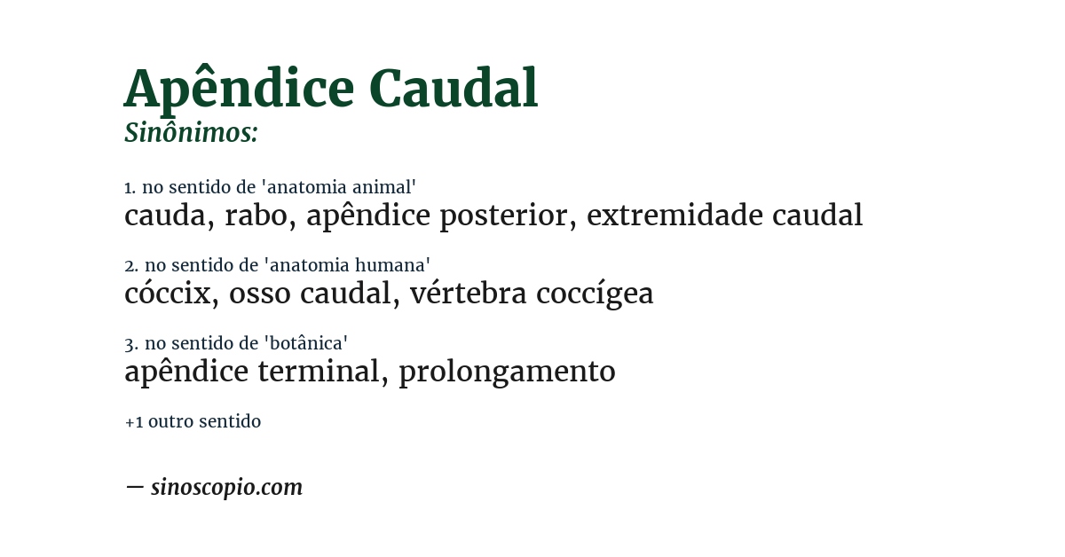 Sinônimo de apêndice caudal