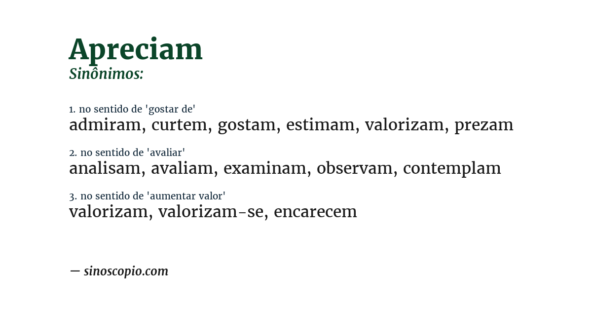 Sinônimo de apreciam
