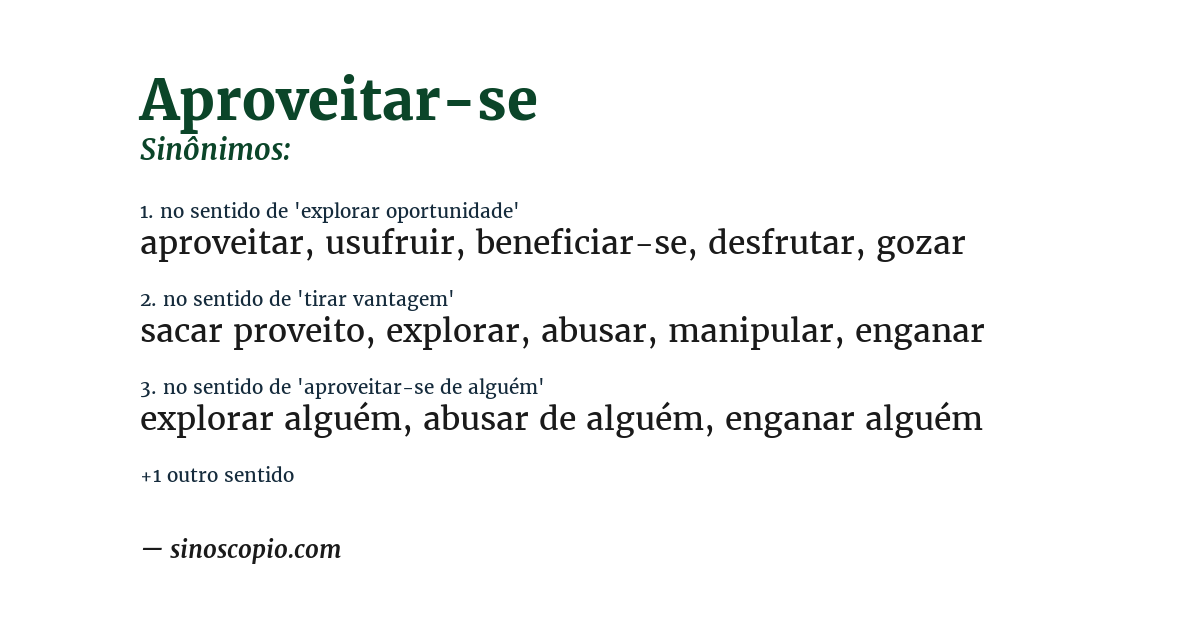 Sinônimo de aproveitar-se