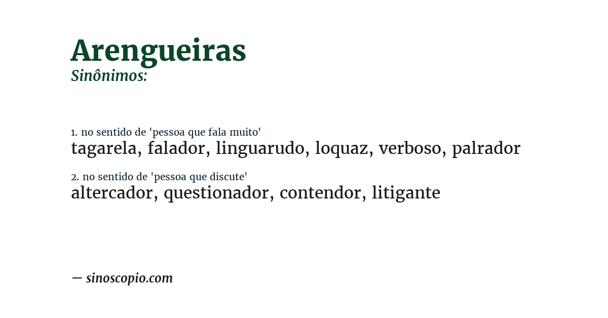 Sinônimo de arengueiras