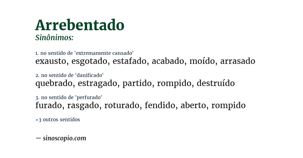 Sinônimo de arrebentado