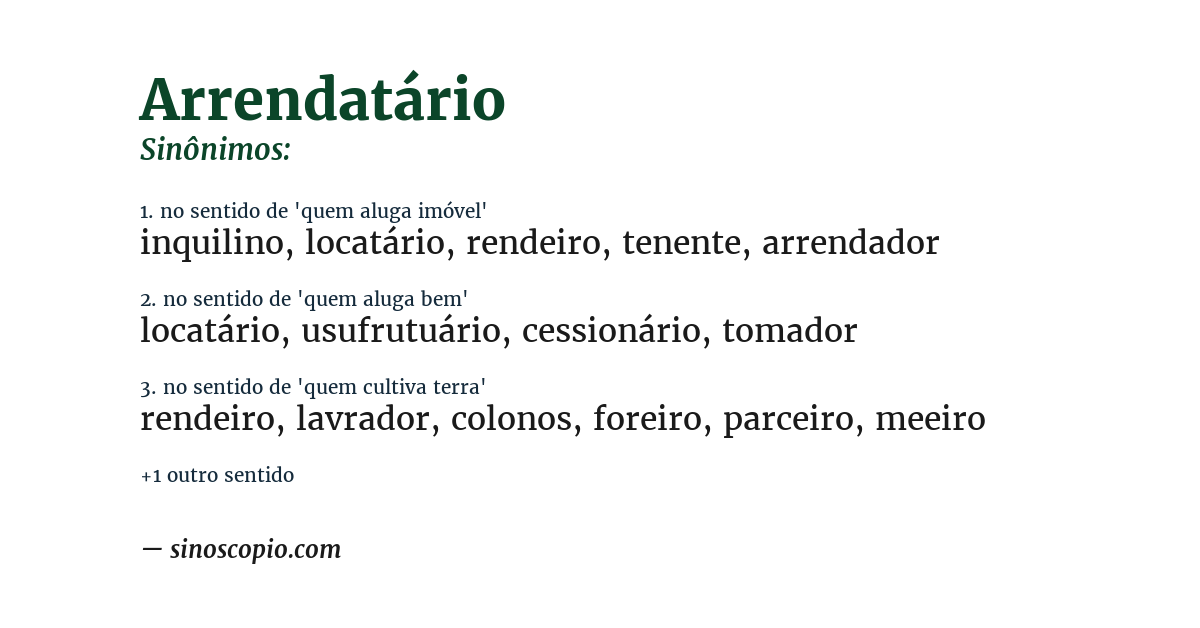 Sinônimo de arrendatário
