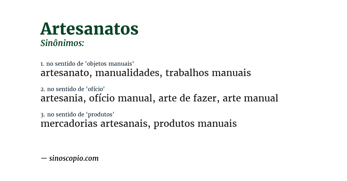Sinônimo de artesanatos