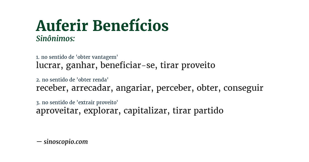 Sinônimo de auferir benefícios