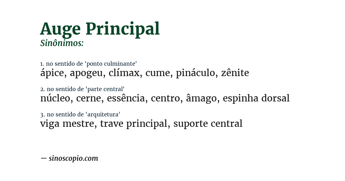 Sinônimo de auge principal