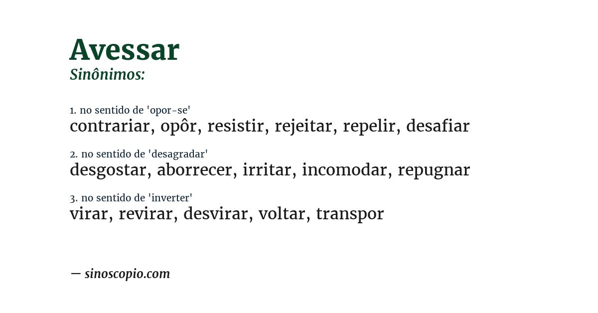 Sinônimo de avessar