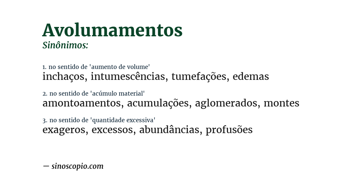 Sinônimo de avolumamentos