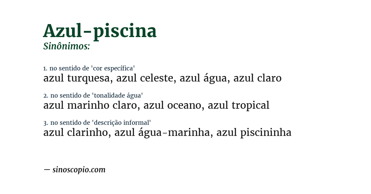 Sinônimo de azul-piscina