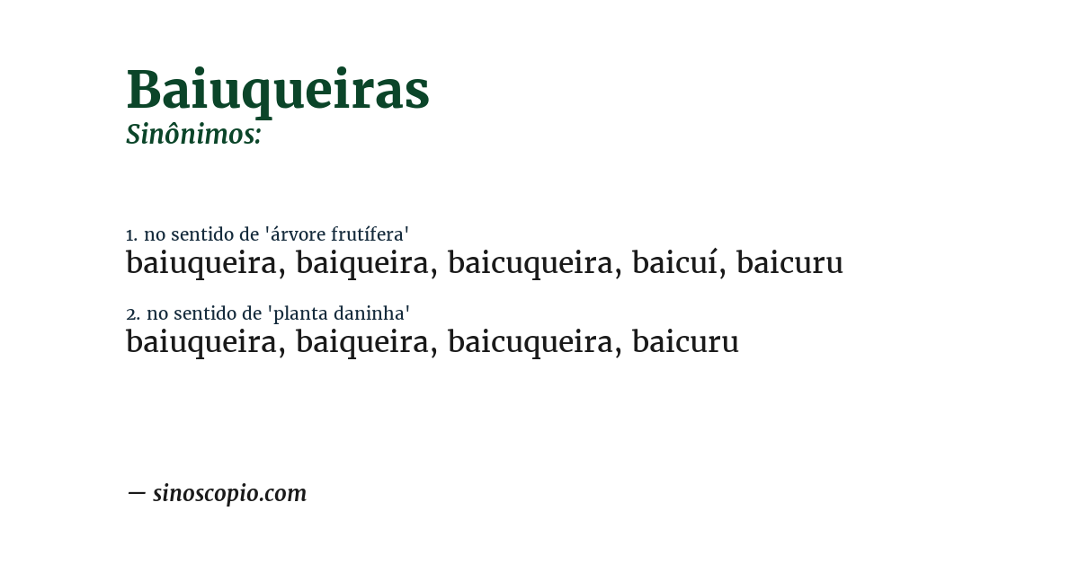 Sinônimo de baiuqueiras