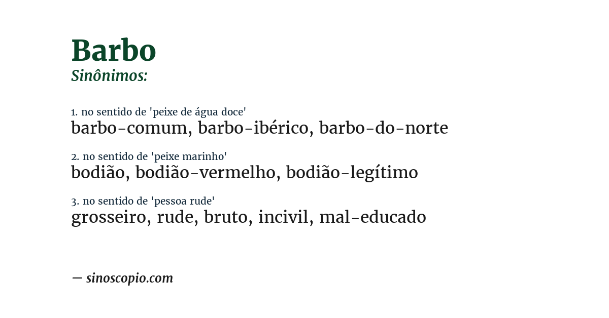 Sinônimo de barbo