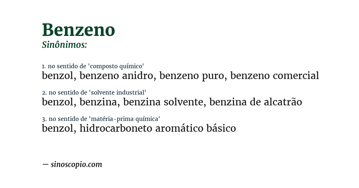 Sinônimo de benzeno
