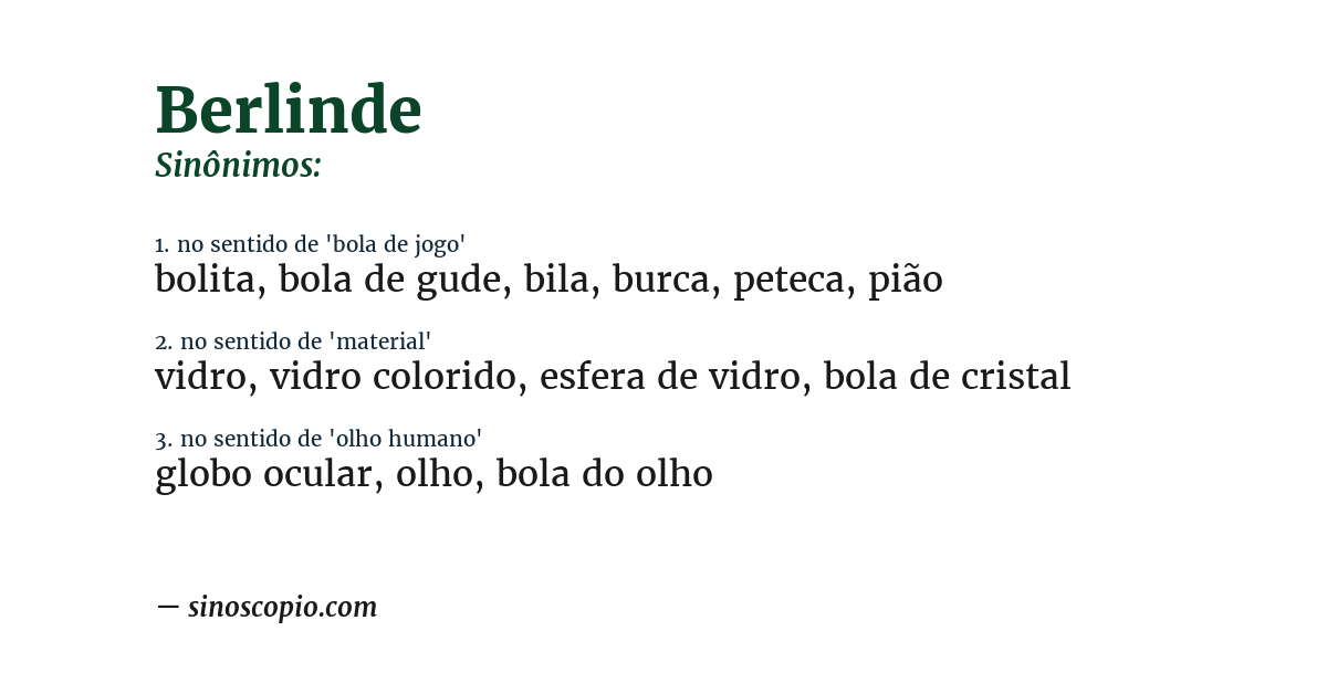 Sinônimo de berlinde