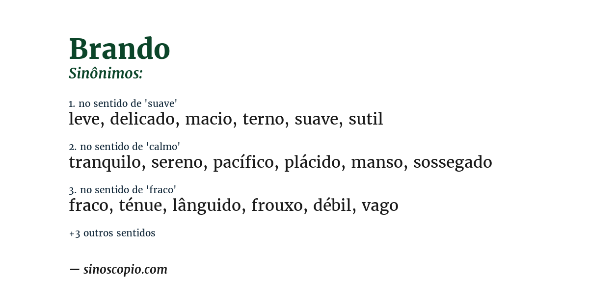 Sinônimo de brando