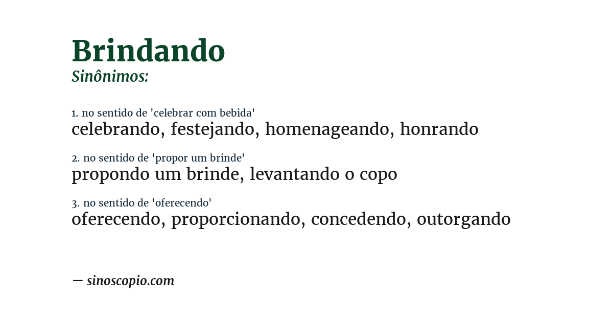 Sinônimo de brindando