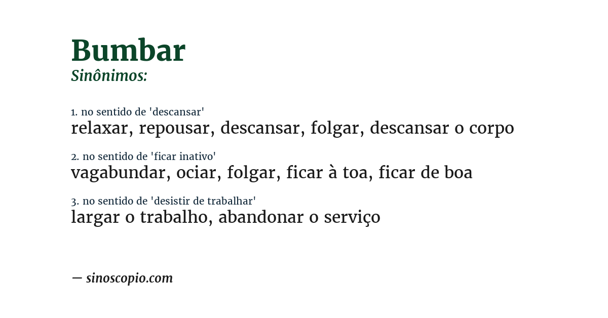 Sinônimo de bumbar