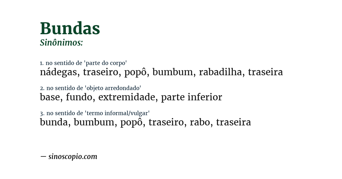 Sinônimo de bundas