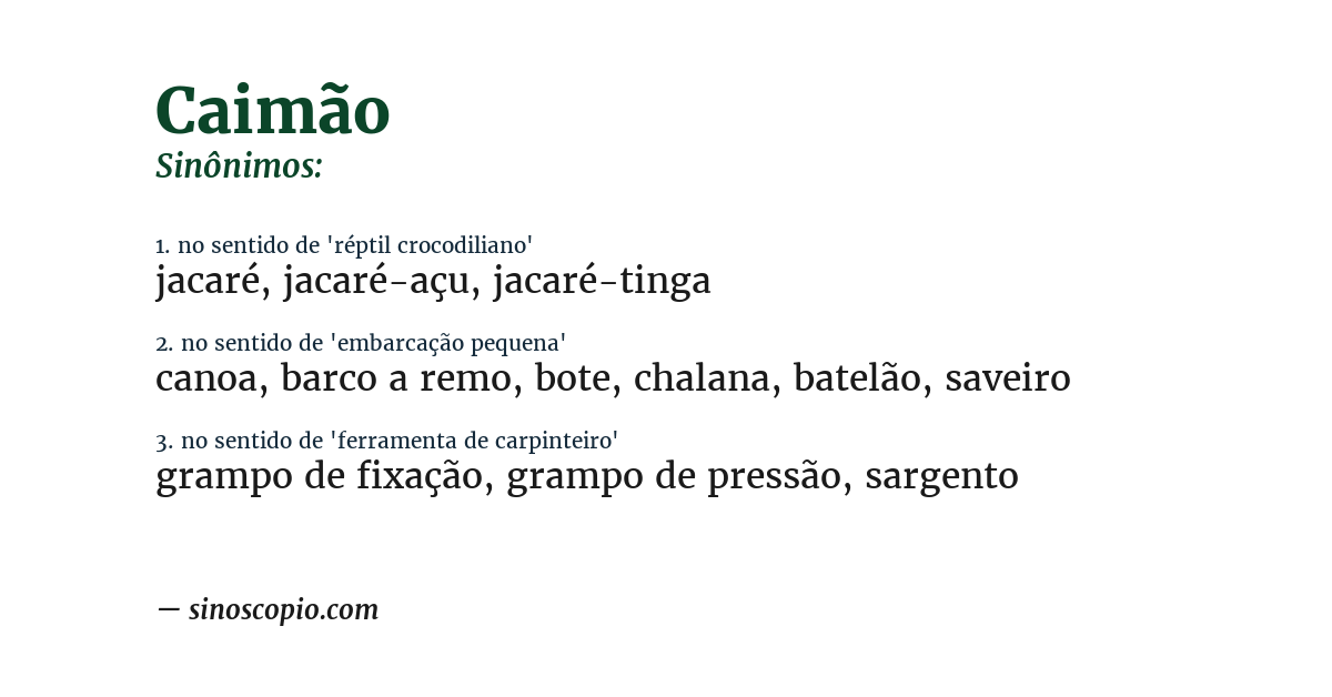 Sinônimo de caimão