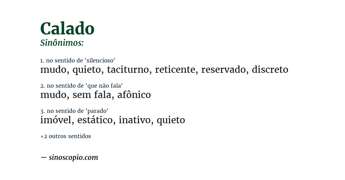Sinônimo de calado