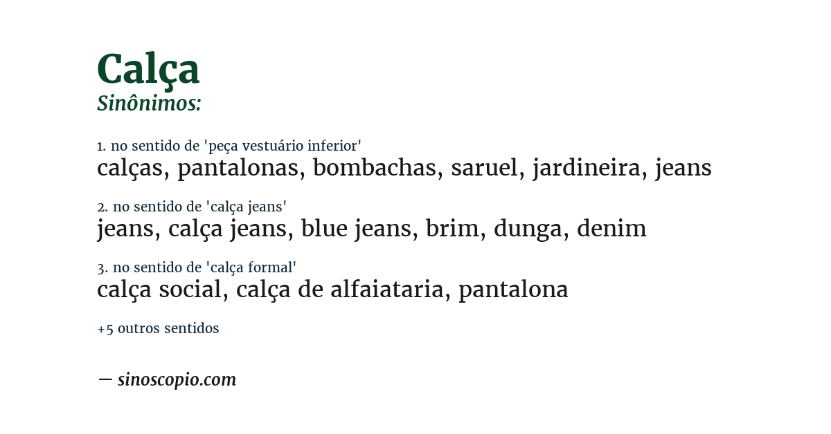 Sinônimo de calça