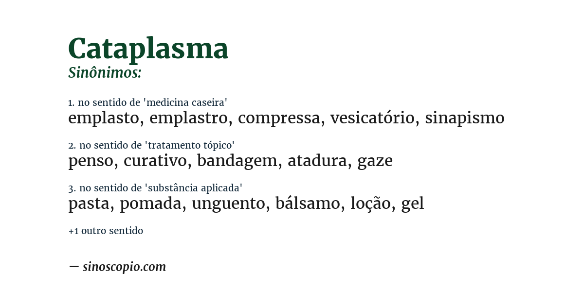 Sinônimo de cataplasma