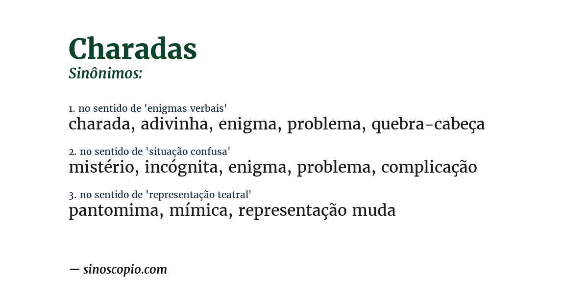 Sinônimo de charadas