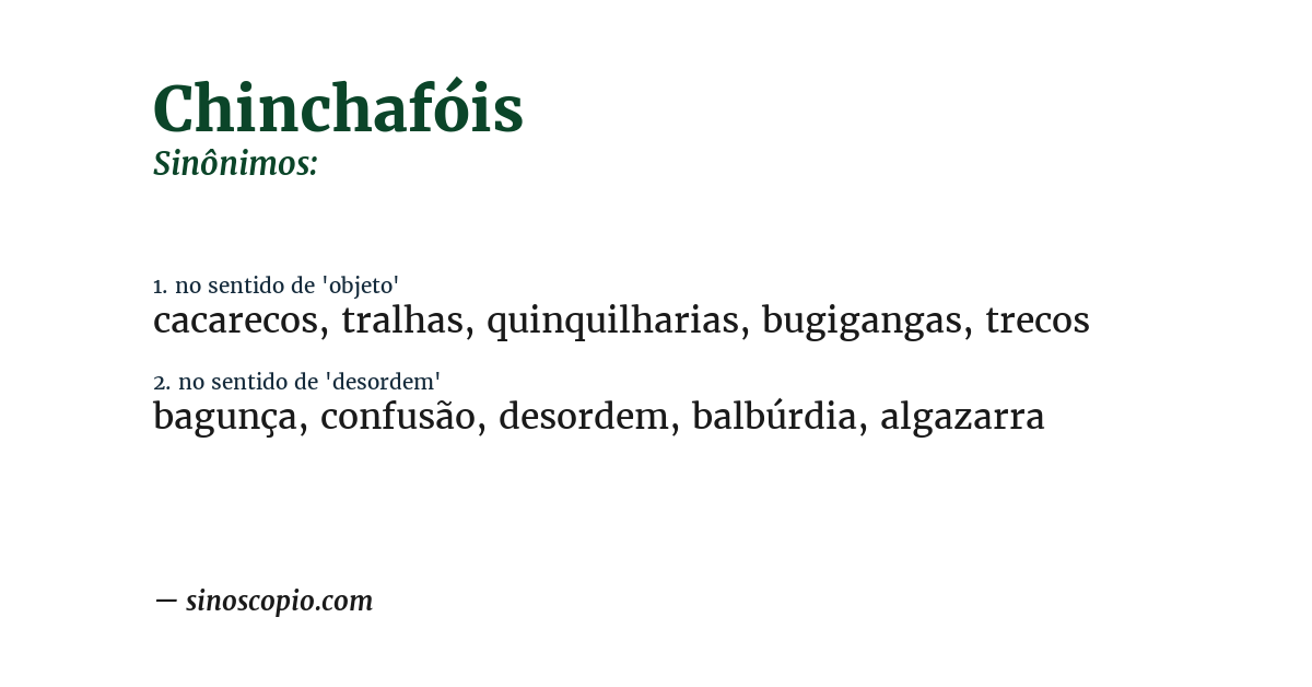 Sinônimo de chinchafóis