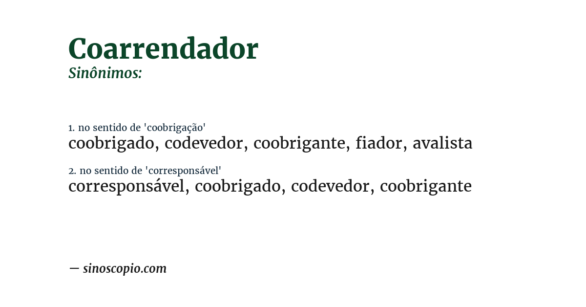 Sinônimo de coarrendador