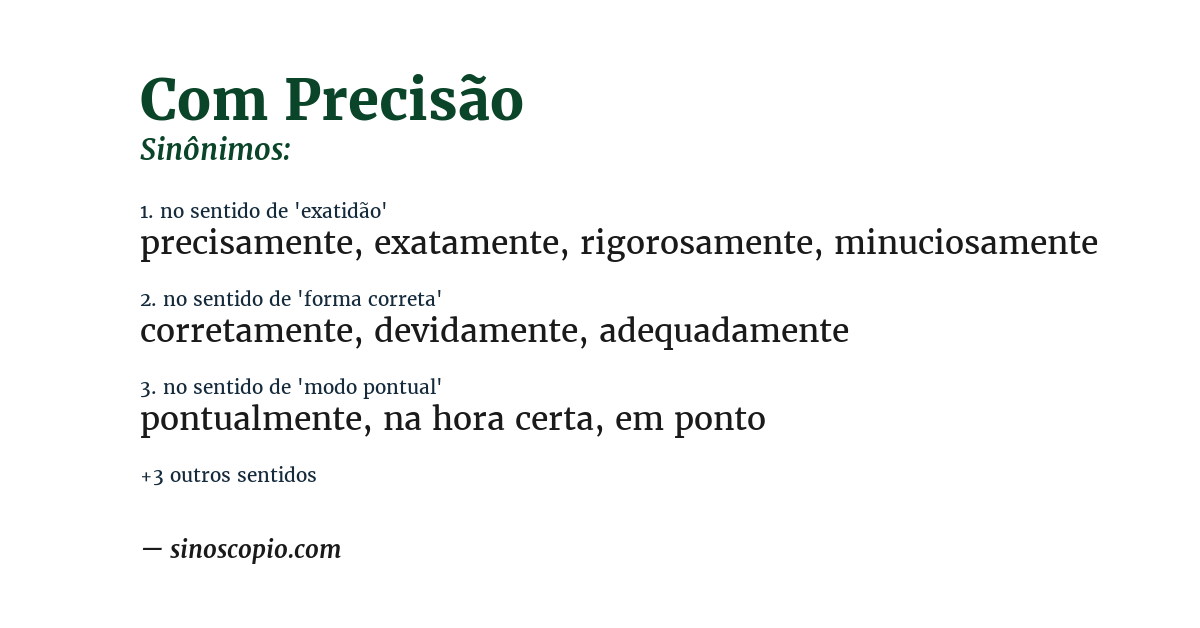 Sinônimo de com precisão