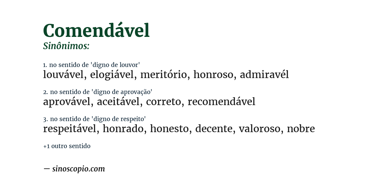 Sinônimo de comendável