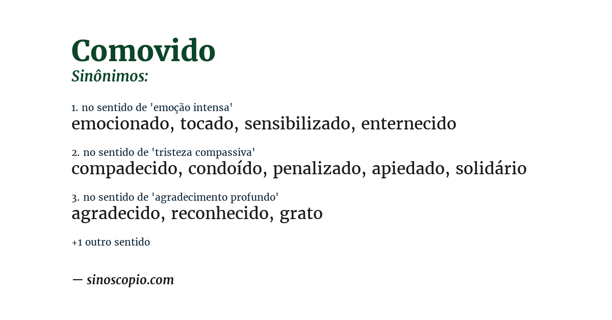 Sinônimo de comovido