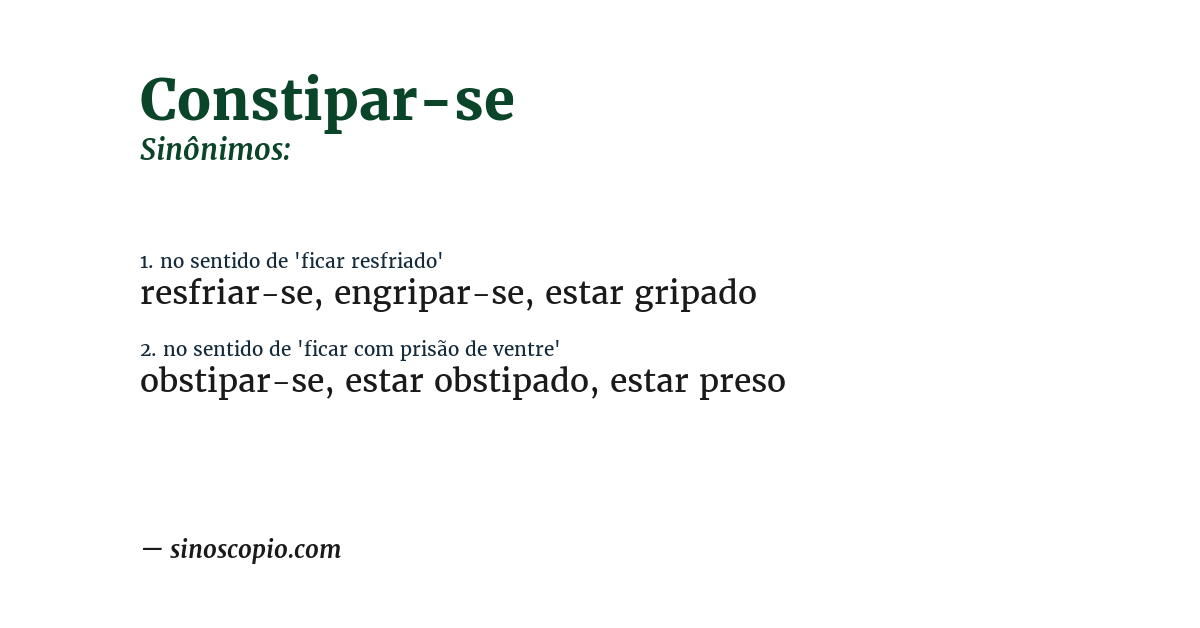 Sinônimo de constipar-se