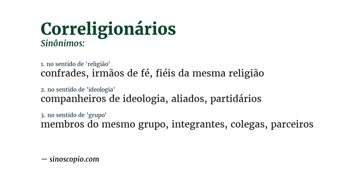 Sinônimo de correligionários