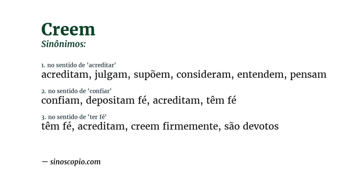 Sinônimo de creem