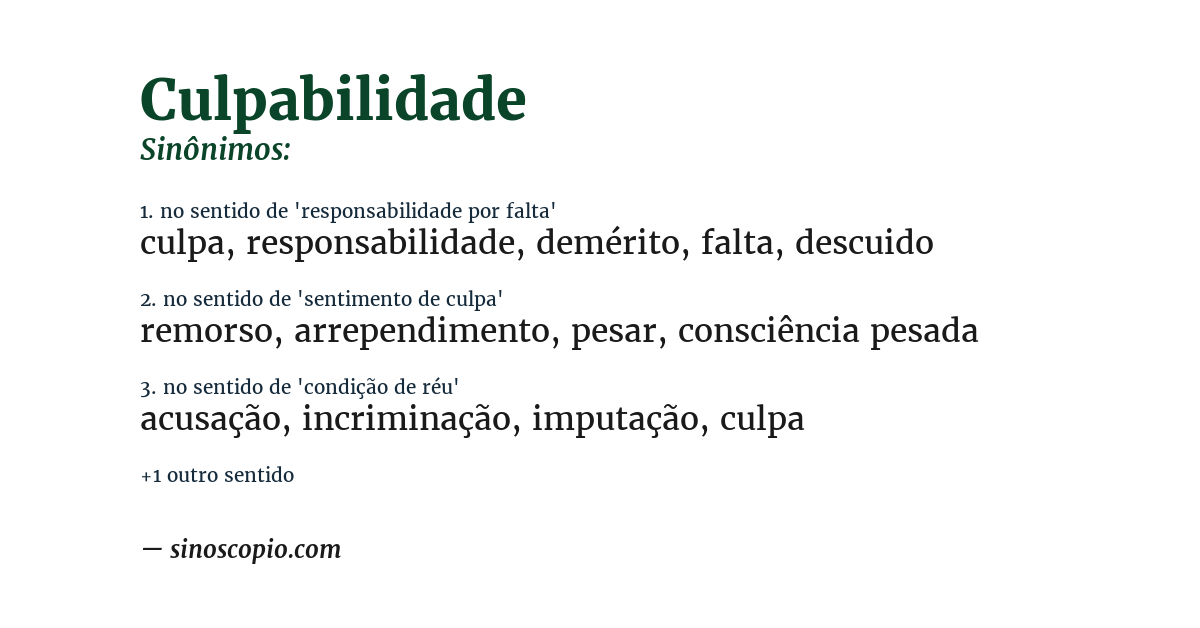 Sinônimo de culpabilidade