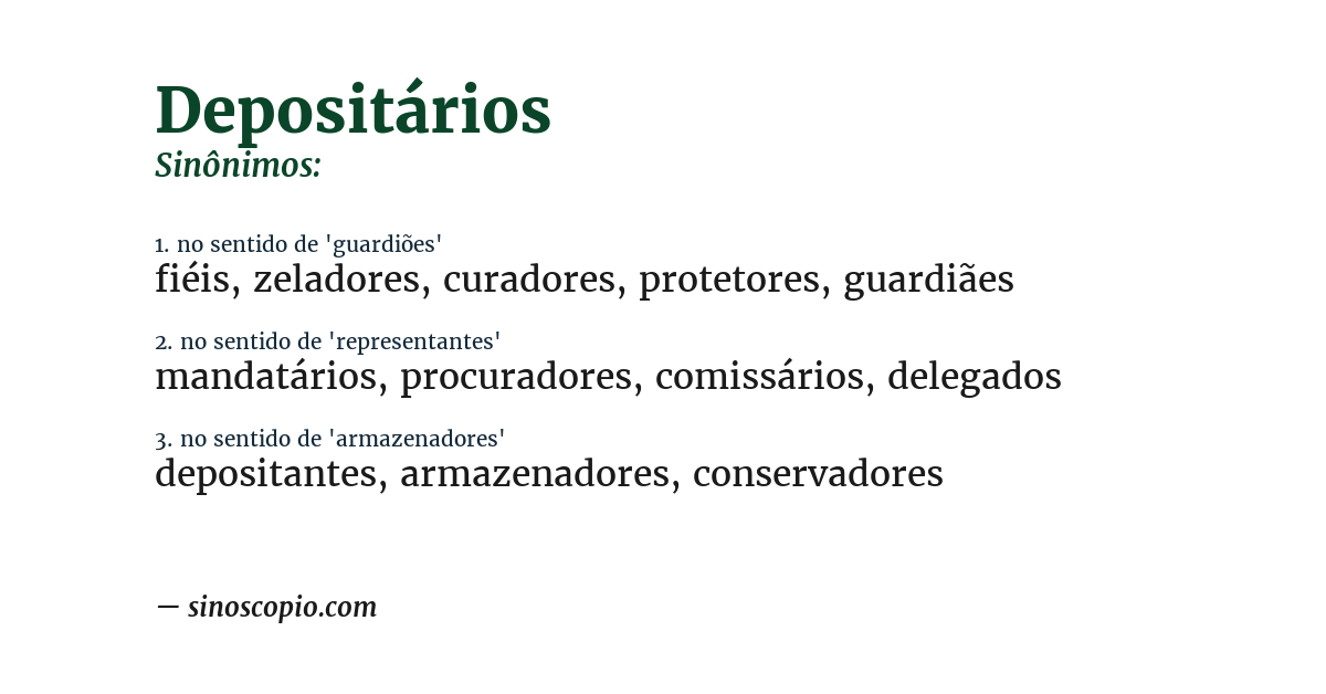 Sinônimo de depositários