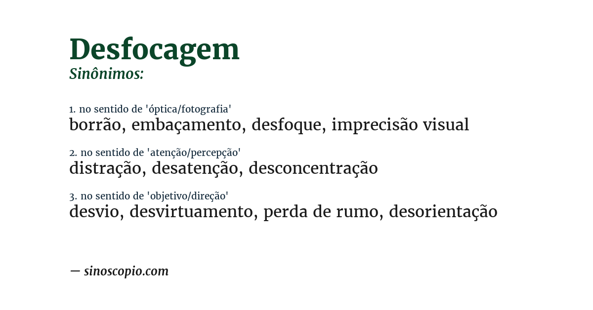 Sinônimo de desfocagem