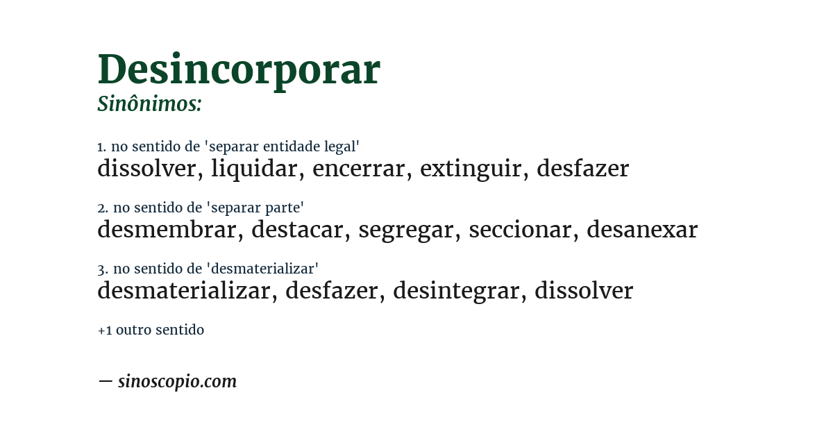 Sinônimo de desincorporar